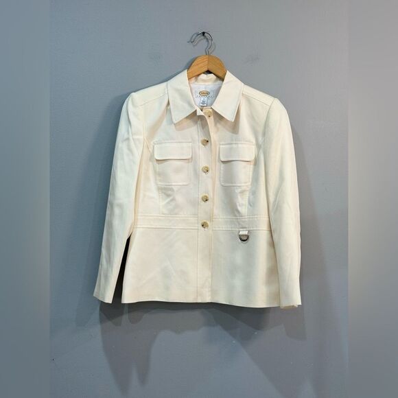 Off-White Vintage Talbots Silk Blend Blazer Size 6P EUC - Picture 4 of 9